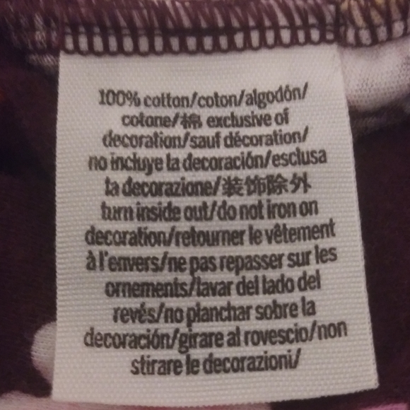 PINK Maroon Floral Pattern Large T-Shirt - Picture 4 of 5